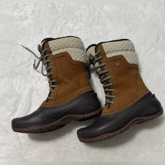 The North Face Femmes Women's Brown Leather Rubber Winter Boots
