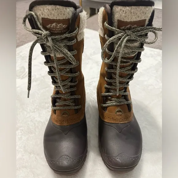 The North Face Femmes Women's Brown Leather Rubber Winter Boots