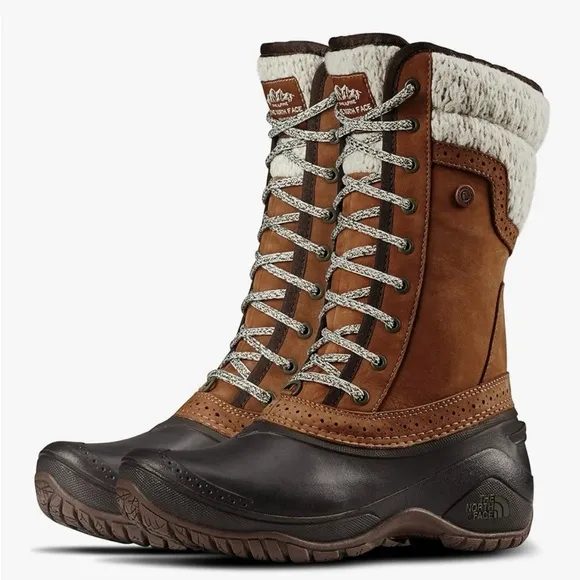 The North Face Femmes Women's Brown Leather Rubber Winter Boots
