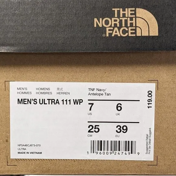 The North Face Ultra 111 Waterproof Hiking Shoes, Black, Men's 7 M
