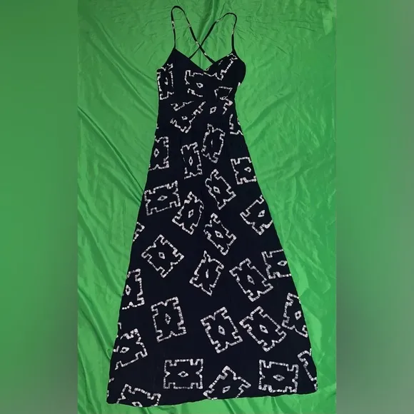 The Odells Miro Elegant Black Patterned Maxi Dress size XXS