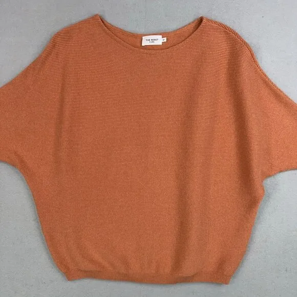 The Reset R Label Sweater Wommen Small Medium Linen Ribbed Short Sleeve Pullover