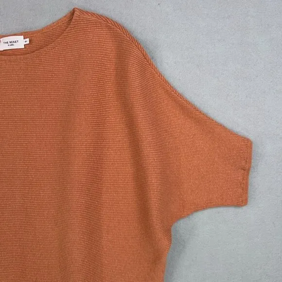 The Reset R Label Sweater Wommen Small Medium Linen Ribbed Short Sleeve Pullover