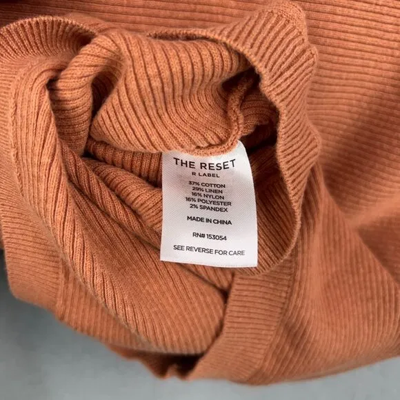 The Reset R Label Sweater Wommen Small Medium Linen Ribbed Short Sleeve Pullover