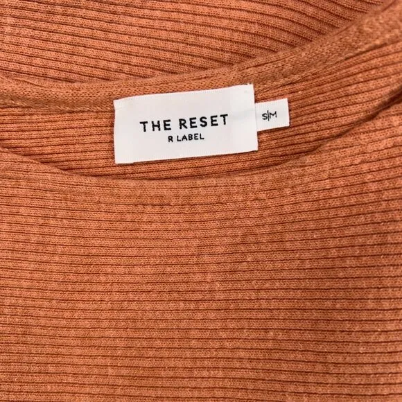 The Reset R Label Sweater Wommen Small Medium Linen Ribbed Short Sleeve Pullover