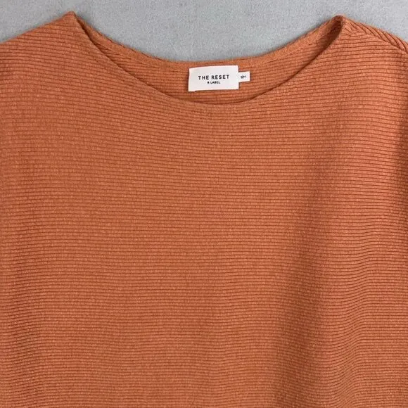 The Reset R Label Sweater Wommen Small Medium Linen Ribbed Short Sleeve Pullover