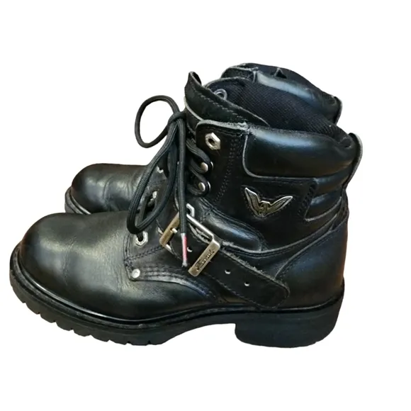 Thorogood Black Leather Motorcycle Riding Biker Boots Unisex Wm Sz 11 Mens Sz 9