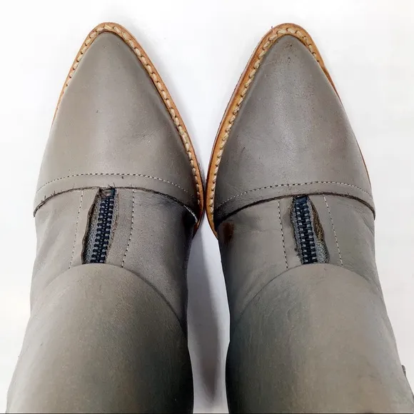 {TIBI NY} Olive Green Leather Ankle Boots