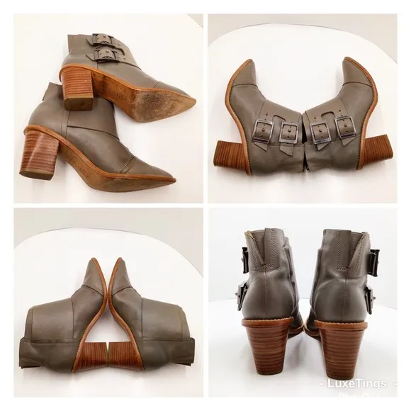 {TIBI NY} Olive Green Leather Ankle Boots