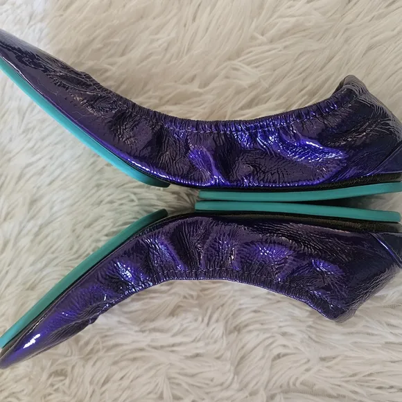 Tieks Purple Diamond Size 9 Patent Leather Foldable Ballet Flats Like New Rare
