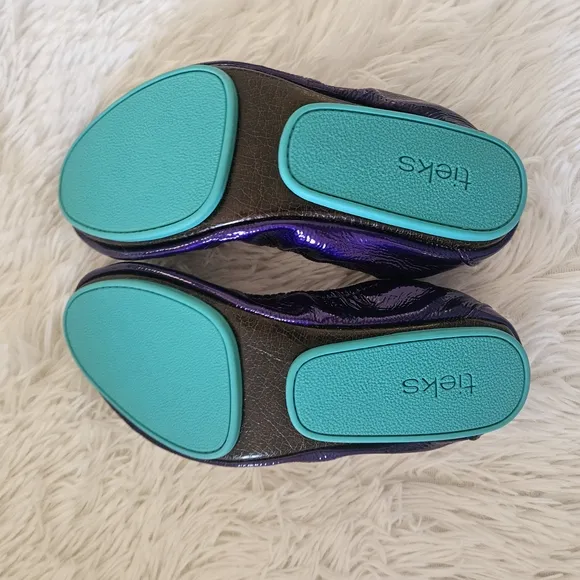 Tieks Purple Diamond Size 9 Patent Leather Foldable Ballet Flats Like New Rare