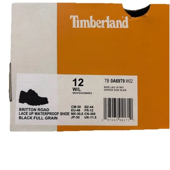 Timberland Men'S Britton Road Low Lace-Up Waterproof Shoe Size 12 Black