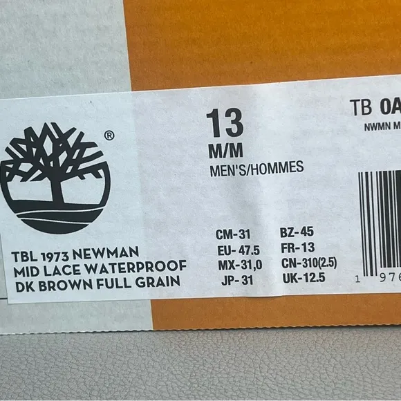 Timberland Newman Mid Lace Waterproof Dark Brown Boots Full Grain Men’s Size 13