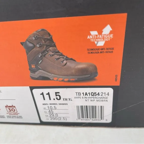 Timberland Pro Men’s Hypercharge 6” Composite Toe Waterproof Boots -Size 11.5 EW