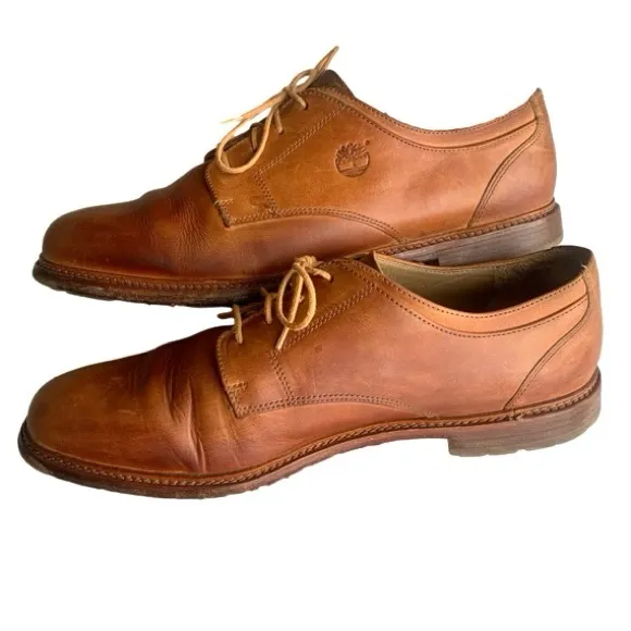 Timberland Tan Nubuck Waterproof Lace Tie Leather Upper Oxford Dress Shoes