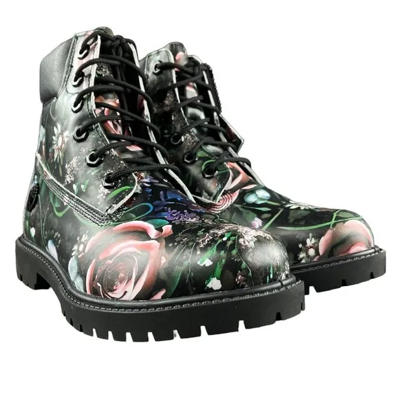 Timberland Women's Heritage 6&quot; Waterproof Black Floral Nubuck Boots Sz 6 - 11