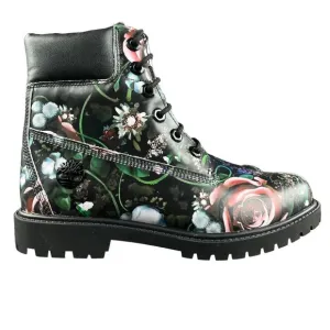 Timberland Women's Heritage 6&quot; Waterproof Black Floral Nubuck Boots Sz 6 - 11