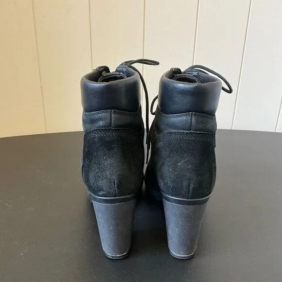 Timberland Womens Size 7.5 Camdale Field Lace Ankle Boots Black Nubuck A1KD4