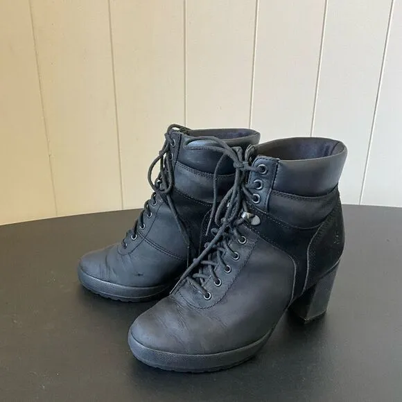 Timberland Womens Size 7.5 Camdale Field Lace Ankle Boots Black Nubuck A1KD4