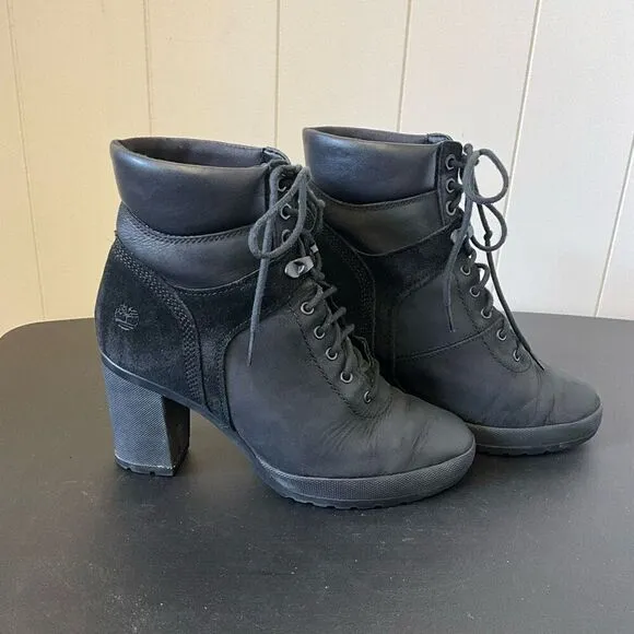 Timberland Womens Size 7.5 Camdale Field Lace Ankle Boots Black Nubuck A1KD4