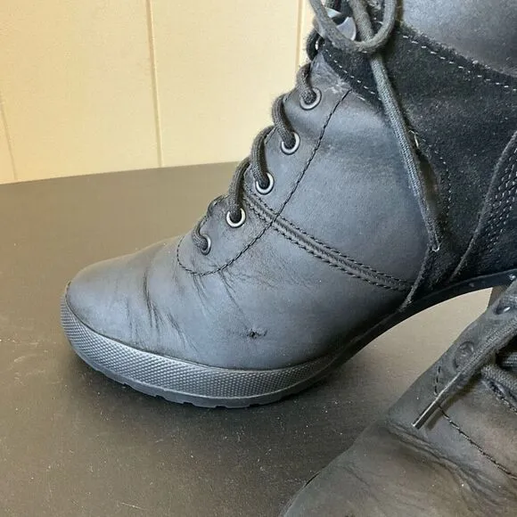 Timberland Womens Size 7.5 Camdale Field Lace Ankle Boots Black Nubuck A1KD4