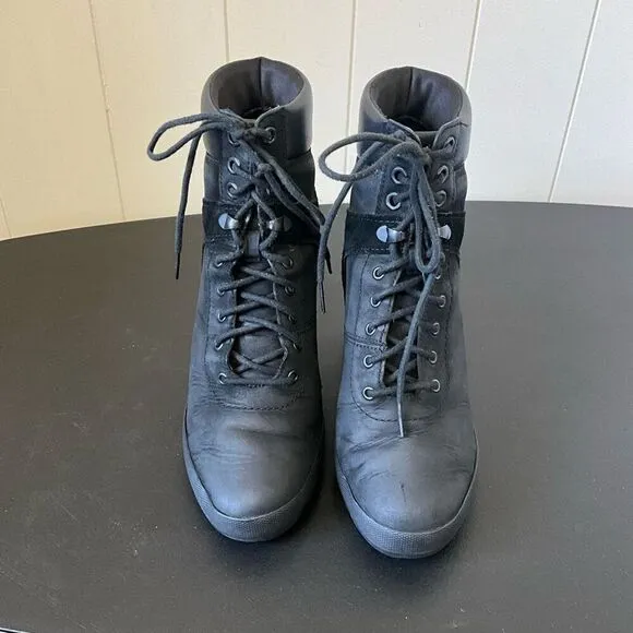 Timberland Womens Size 7.5 Camdale Field Lace Ankle Boots Black Nubuck A1KD4