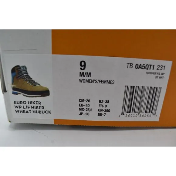 Timberland Womens Size 9 Euro Wheat Nubuck Waterproof Hiking Boots Shoes