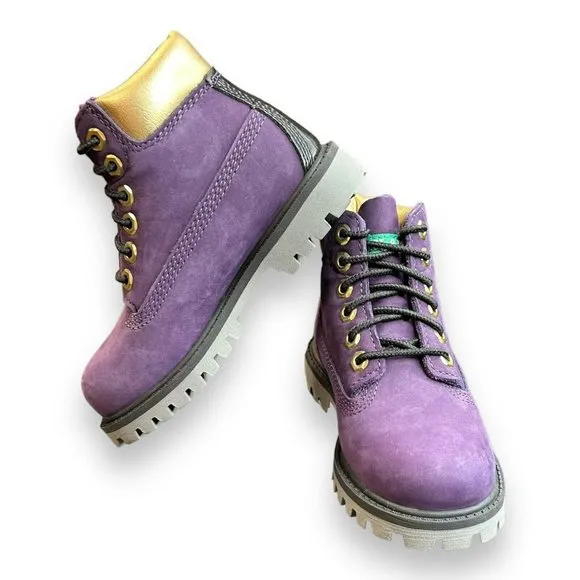 Timberland x NBA LA‎ Lakers PSB Boys 6-Inch Waterproof Dark Purple Boots Size 9C