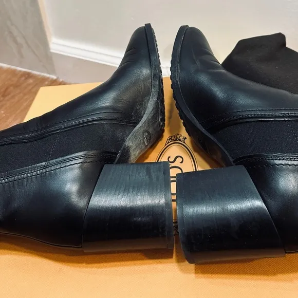 Tod’s Black Ankle Boots, Sz 37.5