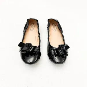 Tod's Black Patent Leather Flexible Ballerina Flat Shoes Slipper Size 36
