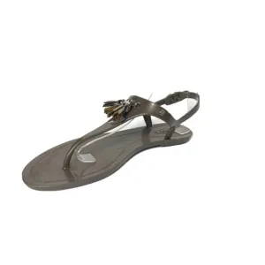 Tod's Tassel Thong Jelly Sandals in Nickel