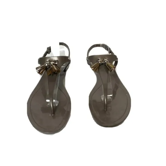 Tod's Tassel Thong Jelly Sandals in Nickel