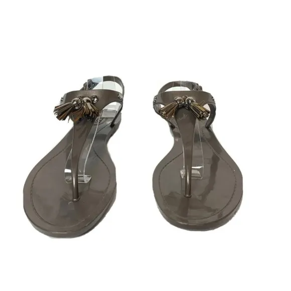 Tod's Tassel Thong Jelly Sandals in Nickel