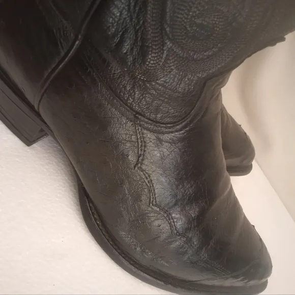 Tony Lama Black Western Boots with Decorative Stitching
