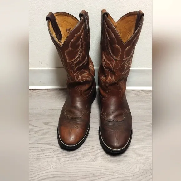 Tony Lama Boots Mens Size 10.5 EE Brown Leather TLX XT3000 Western Performance