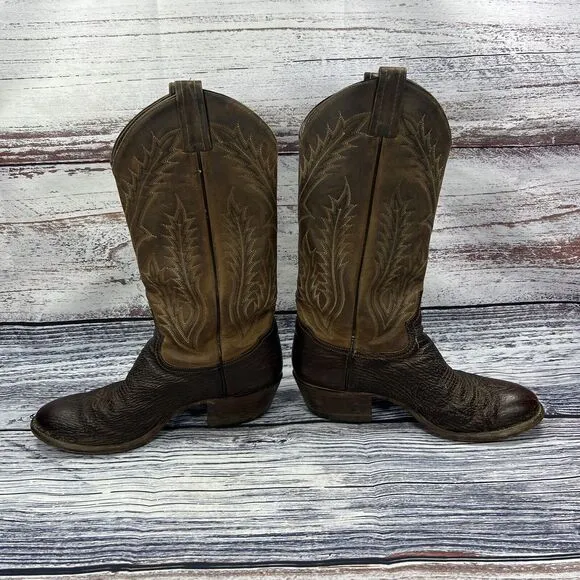 Tony Lama Brown Leather Exotic Western Cowboy Boots USA 89174 Women’s Size 9