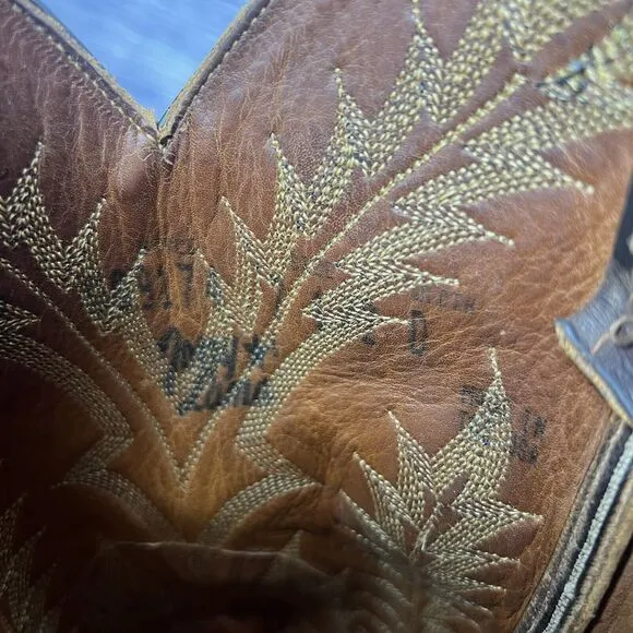 Tony Lama Brown Leather Exotic Western Cowboy Boots USA 89174 Women’s Size 9