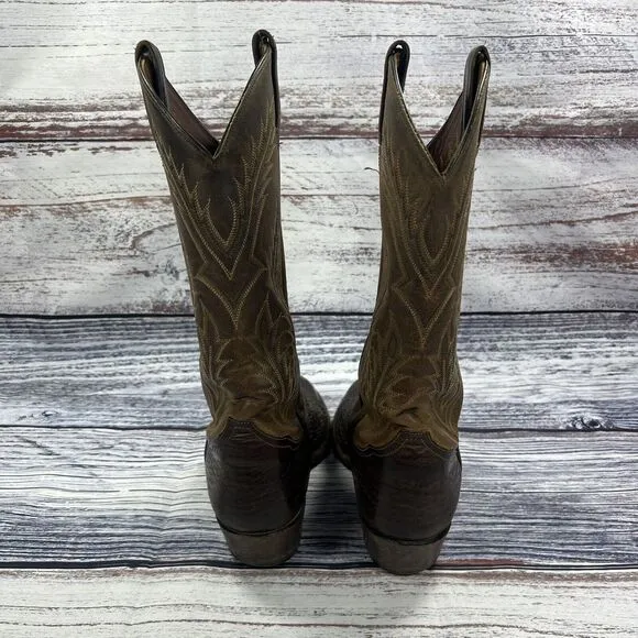 Tony Lama Brown Leather Exotic Western Cowboy Boots USA 89174 Women’s Size 9