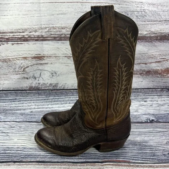 Tony Lama Brown Leather Exotic Western Cowboy Boots USA 89174 Women’s Size 9