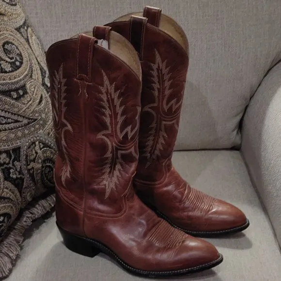 Tony Lama Caramel Brown Leather Western Boots Men's SIZE 10.5 EE