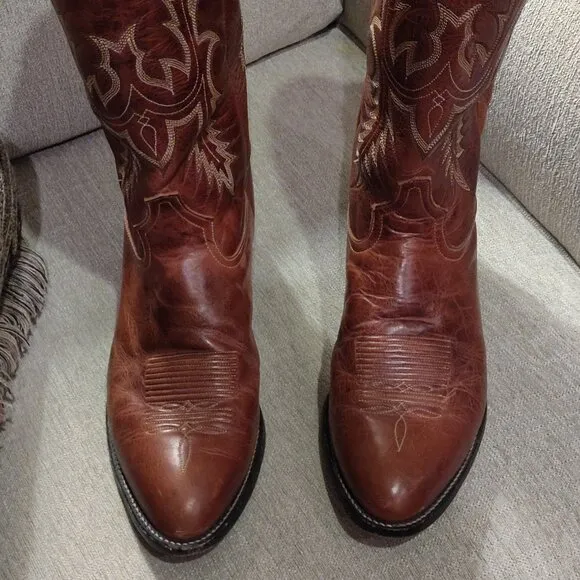 Tony Lama Caramel Brown Leather Western Boots Men's SIZE 10.5 EE