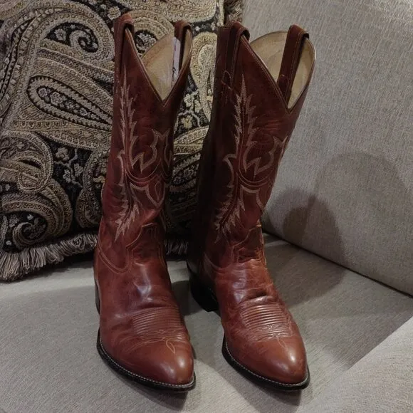 Tony Lama Caramel Brown Leather Western Boots Men's SIZE 10.5 EE