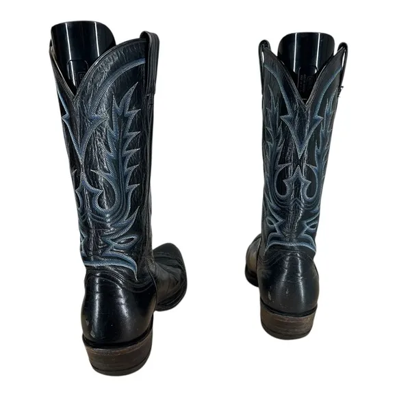 Tony Lama Men’s 10.5 E Black‎ Cowboy Boots 5052 Leather Stitching Western