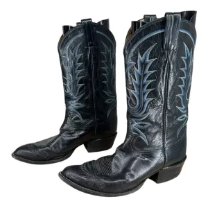 Tony Lama Men’s 10.5 E Black‎ Cowboy Boots 5052 Leather Stitching Western