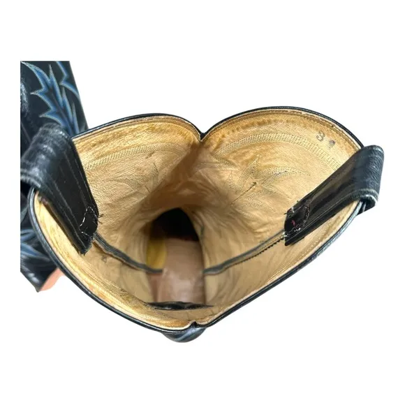 Tony Lama Men’s 10.5 E Black‎ Cowboy Boots 5052 Leather Stitching Western