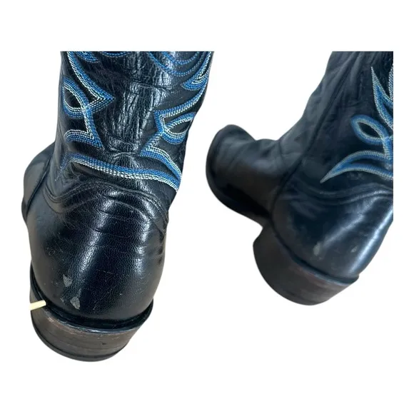 Tony Lama Men’s 10.5 E Black‎ Cowboy Boots 5052 Leather Stitching Western