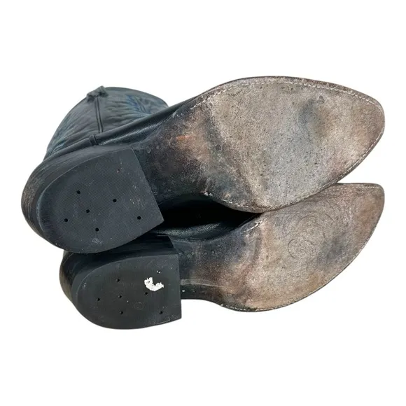 Tony Lama Men’s 10.5 E Black‎ Cowboy Boots 5052 Leather Stitching Western