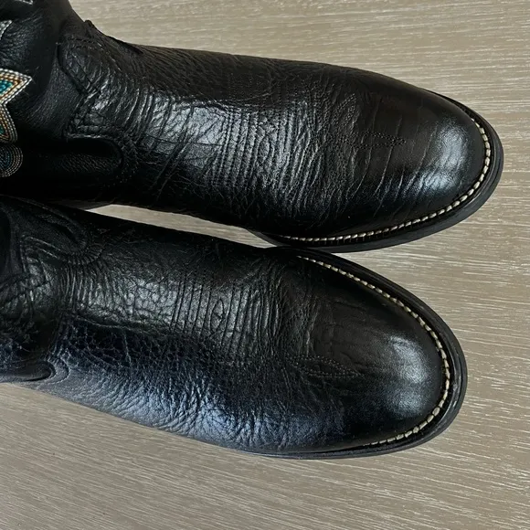 Tony Lama Men's Cowboy 3R Performance Working Roper Boots Black 9 D Western