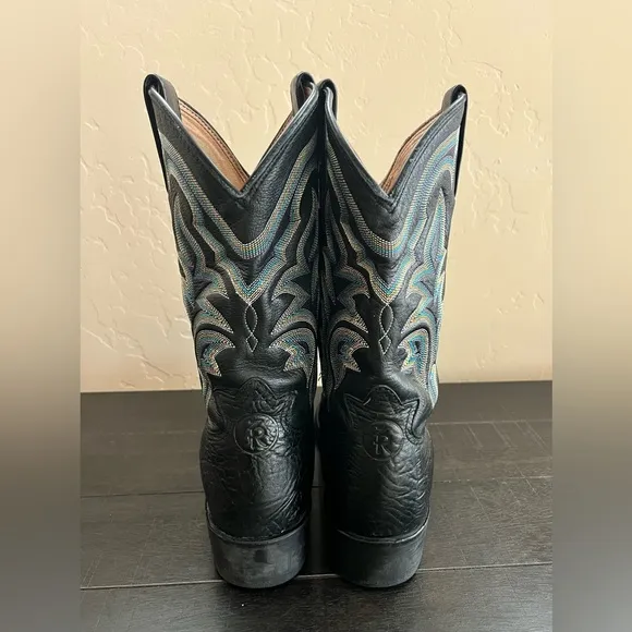 Tony Lama Men's Cowboy 3R Performance Working Roper Boots Black 9 D Western