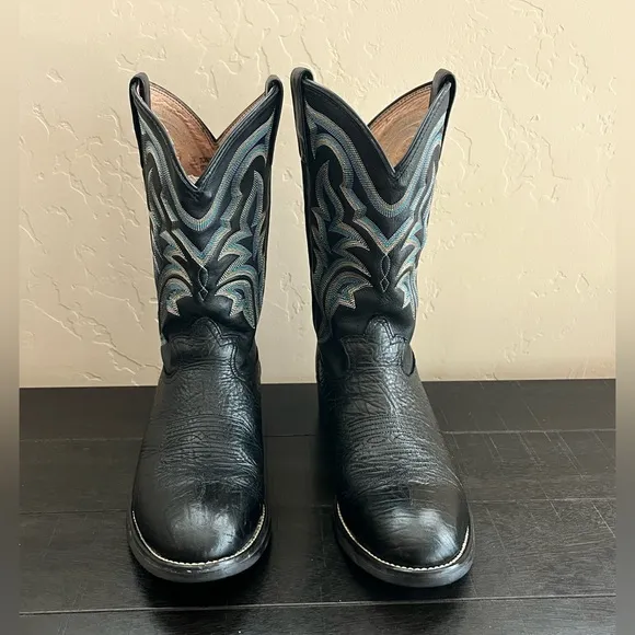 Tony Lama Men's Cowboy 3R Performance Working Roper Boots Black 9 D Western